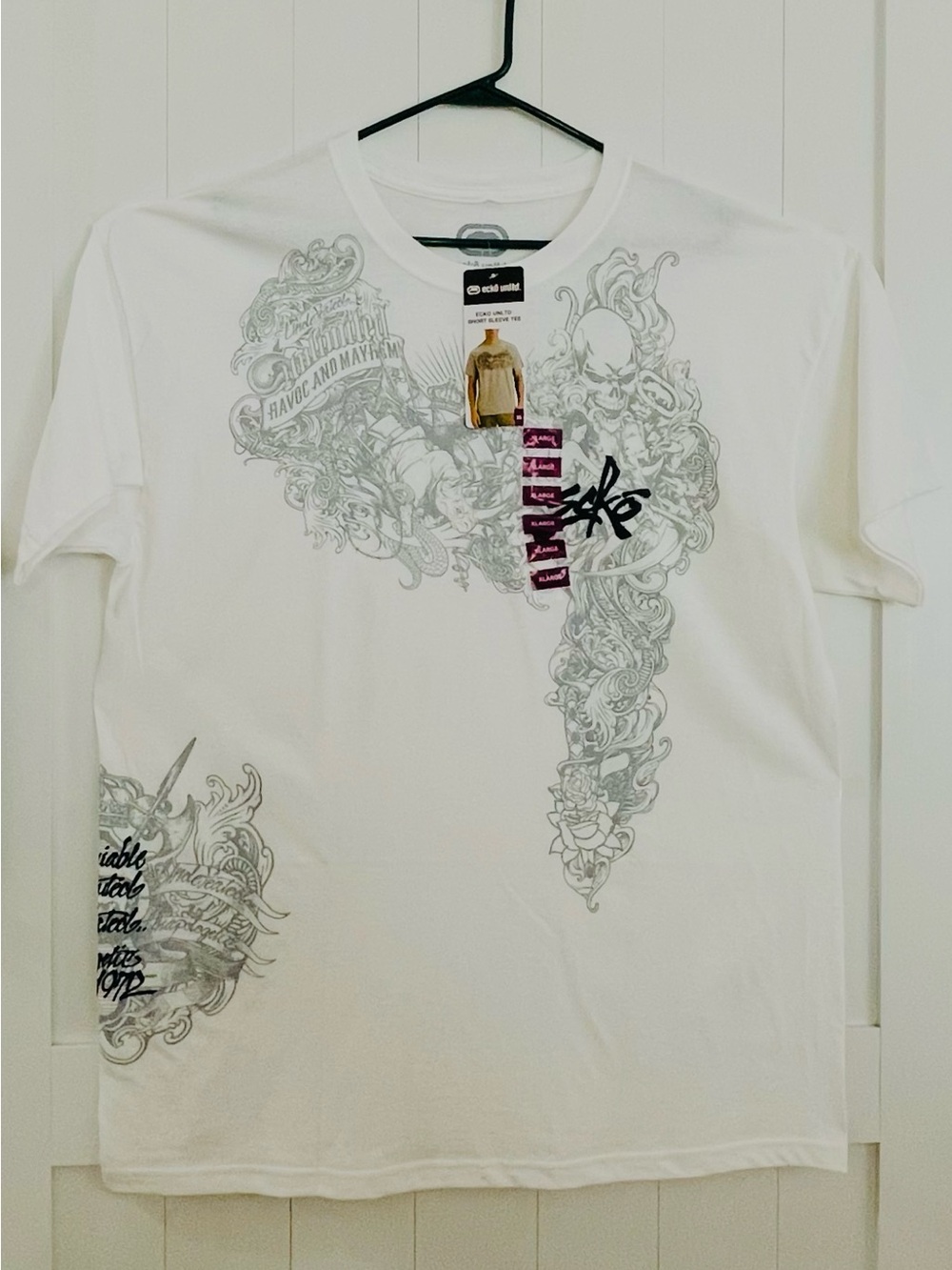 White Graphic echo unlimited T-Shirt with Subtle Grey Artwork